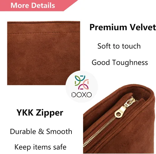 Miniatura 4 de Doxo Organizador de bolso para bolsos, organizador de bolsas de terciopelo con diseño de cremallera, compatible con cubeta pequeña Celine, Triomphe