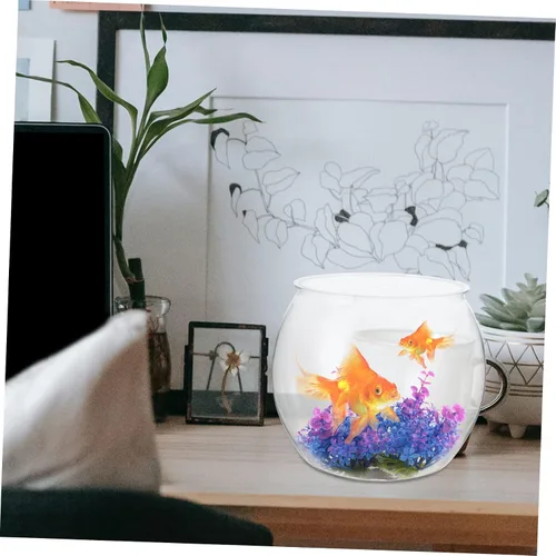 Miniatura 5 de Angoily Tanque de peces dorado transparente de 7.8 pulgadas, decoración de acuario de plástico transparente para pequeños peces betta, peces