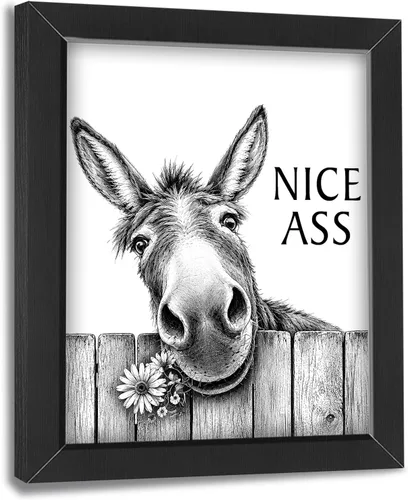 Miniatura 17 de Funny Bathroom Wall Art Framed Giraffe Bathroom Decor, Black and White Animal Canvas Print Picture Farmhouse Toilet Signs for Home Restroom, Black