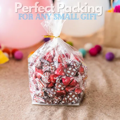 Miniatura 5 de TATTI Paquete de 200 bolsas de celofán transparentes para regalos, bolsas transparentes para fiestas de cumpleaños, bolsas transparentes de 6 x 9