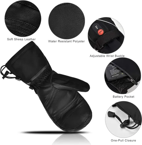Miniatura 3 de SAVIOR HEAT Guantes de esquí calentados con 3 dedos, guantes eléctricos con batería recargable para hombres, mujeres, niños, invierno, snowboard
