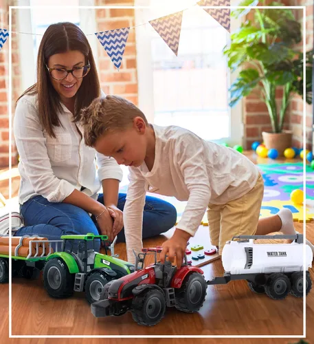 Miniatura 7 de Mozlly Juego de juguete de remolque de tractor de granja alimentado por fricción, juguetes de remolque de 16 pulgadas para niños y niñas, tanque