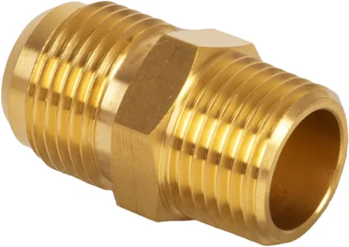 5/8" Flare x 1/2" NPT Macho Latón Tubo de Conexión, Media Unión Reductora de Acoplamiento, Adaptador de gas, Conector de tubo de latón duradero