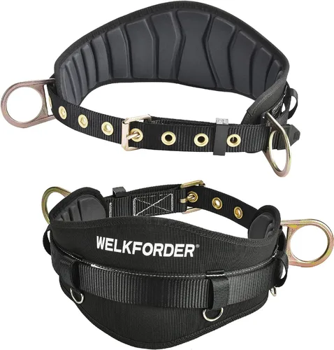 Cinturón de cuerpo con hebilla de lengua con almohadilla de cintura prensada en caliente y 2 anillos en D laterales arnés de seguridad para equipo