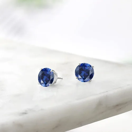 Miniatura 153 de Gem Stone King Aretes de plata de ley 925 con piedra natal redonda de 0.276 in para mujer