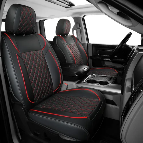 Miniatura 14 de FREESOO Juego completo de fundas de asiento de automóvil para Dodge Ram 2002-2018 1500 y 2011-2026 2500 3500 Crew Quad Cab, 2019-2024 Ram 1500 Negro
