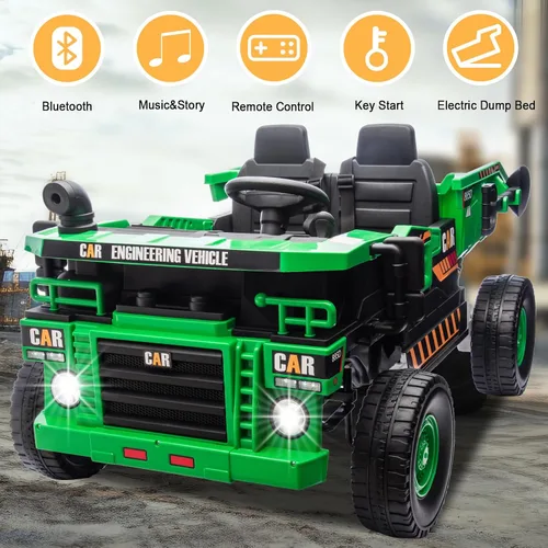 Miniatura 6 de FINITO Juguetes de paseo de 24 V para niños grandes, camión volquete eléctrico y pala extra, auto de juguete eléctrico para niños, camión, automóvil