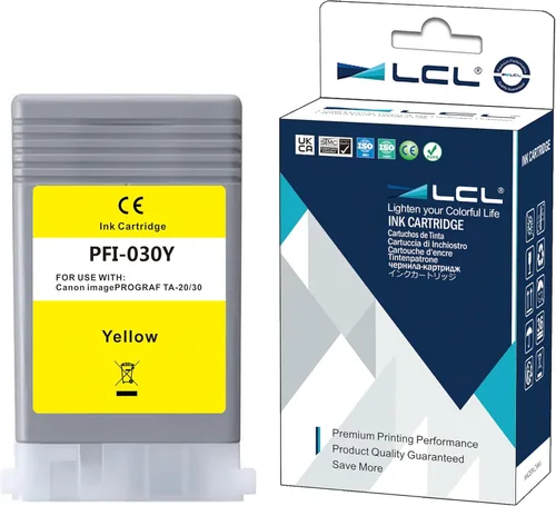 LCL Cartucho de tinta de pigmento compatible de repuesto para Canon PFI030 PFI-030 PFI030Y PFI-030Y ImagePrograf TA-20 ImagePrograf TA-30 Amarillo