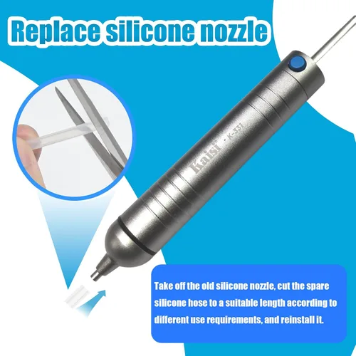 Miniatura 5 de Kaisi Extractor de Soldadura Bomba Desoldadora Sin Obstrucciones con Potente Succión al Vacío, Tubo de Silicona Resistente al Calor Reemplazable