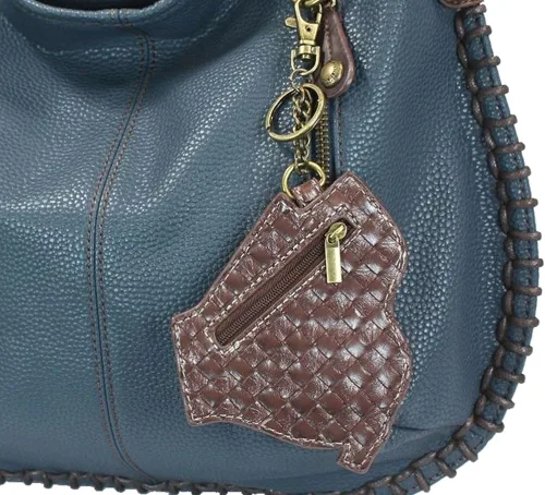 Miniatura 5 de Chala Bolsos de mano estilo casual suave con hombro grande o bolso cruzado con llavero color azul marino Búho
