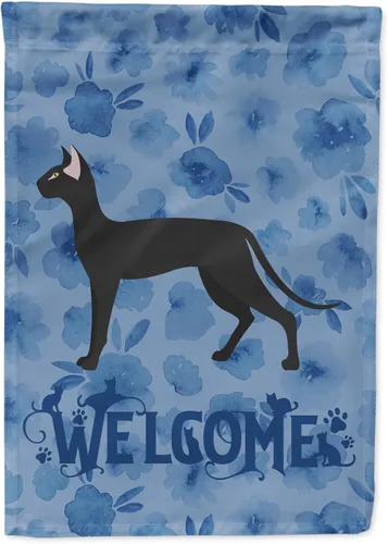 Miniatura 43 de Caroline's Treasures CK4813CHF - Bandera de bienvenida con gato abisinio azul, manga grande, para porche, para colgar en la pared, poliéster