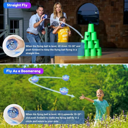 Miniatura 4 de Hoofun - Juguete de bola orbital voladora, bola mágica de 2025 que rebota, globo cósmico giratorio de 360°, mini dron controlado a mano con luces