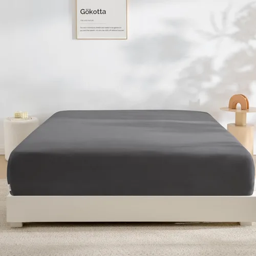 Miniatura 17 de GOKOTTA Sábana bajera ajustable solo tamaño King, 100% rayón derivado de bambú, ultra suave, refrescante y transpirable, con 4 correas elásticas