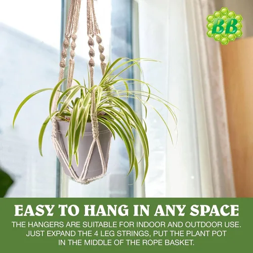 Miniatura 2 de Colgador de macramé para plantas con cuerda corta (sin borla) – 23 pulgadas – Cordón de macramé de algodón para macetas de decoración bohemia