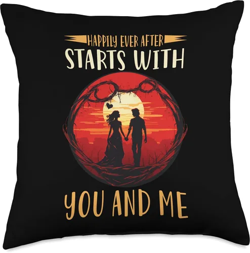 Miniatura 4 de Love Romance Happily Ever After Starts with You and Me Valentine’s Day Throw Pillow, 16x16, Multicolor