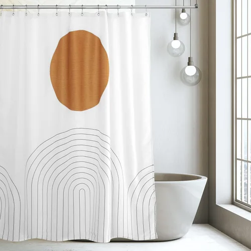 Miniatura 7 de Shaina Cortina de ducha abstracta pintada de luna y olas, 72 x 72 pulgadas, arte moderno y bohemio decorativo, tela impermeable, para cualquier baño