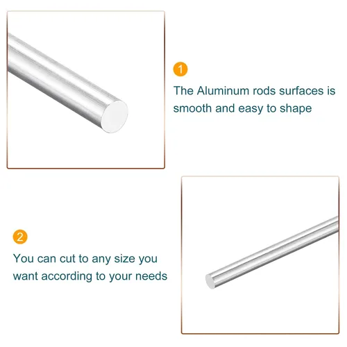 Miniatura 3 de MECCANIXITY Varilla redonda sólida de aluminio de 0.059 in de diámetro, 11.811 in de longitud, para manualidades, paquete de 10