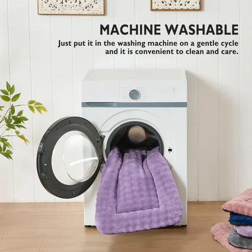 Miniatura 7 de Tapete de cama para mascotas, para gatos y perros pequeños, lavable y suave para mascotas, tapete para dormir con patrón de burbujas 3D, morado