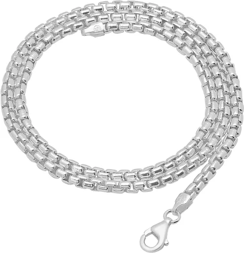 Miniatura 3 de The Bling Factory 3.5mm Solid .925 Sterling Silver Square Box Chain Necklace