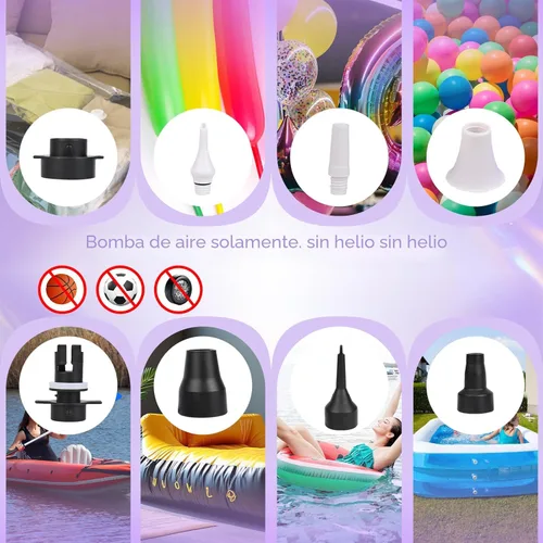 Miniatura 4 de Bomba eléctrica de globos, máquina sopladora de globos eléctrica portátil, bomba de aire de globos, boquilla doble, inflador de globos de 110 V 600