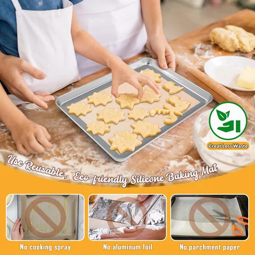 Miniatura 5 de E-far - Juego de bandejas para hornear para horno tostador, bandeja pequeña de acero inoxidable de 10.5 x 8.3 pulgadas con rejilla de alambre