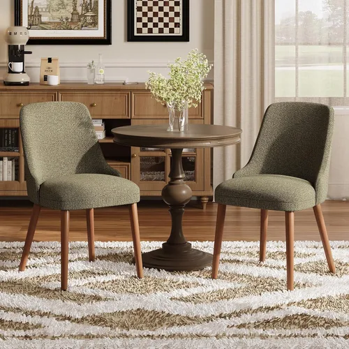 Miniatura 12 de MALOL Juego de 4 sillas de comedor tapizadas con patas de madera, sillas de cocina acolchadas con respaldo alto para comedor, restaurante y Beige-New