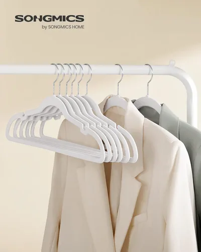 Miniatura 2 de SONGMICS - Perchas de terciopelo 50 unidades, perchas antideslizantes con muescas para hombros, barra para pantalones, gancho giratorio de 360°