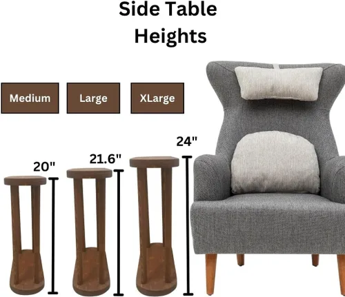 Miniatura 3 de Mesa auxiliar estrecha ovalada de madera maciza, mesa auxiliar delgada con pedestal pequeña para sala de estar, diseño minimalista moderno