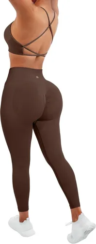 Miniatura 3 de SUUKSESS Conjuntos de entrenamiento sin costuras para mujer, sujetador deportivo con tiras y cintura alta, pantalones cortos