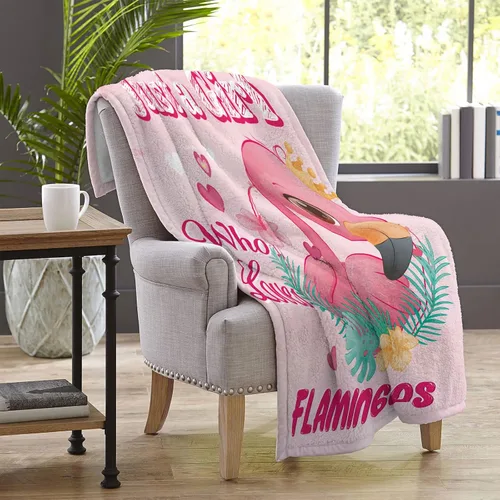 Miniatura 8 de Manta con texto en inglés «Just A Girl Who Loves Flamingos», regalo para niñas pequeñas, suave y bonita, manta de franela de felpa de flamencos