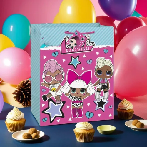 Miniatura 6 de Bolsa de regalo de papel LOL Surprise multicolor grande – 1 unidad Diseño llamativo, perfecta para cumpleaños y ocasiones especiales