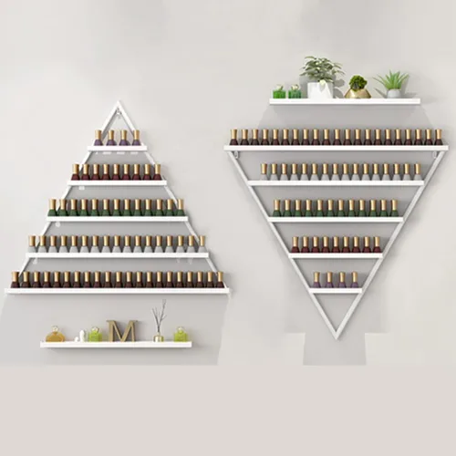 Miniatura 13 de Estante organizador de perfume montado en la pared, estante triangular de metal para esmalte de uñas, estante de exhibición de aceites esenciales