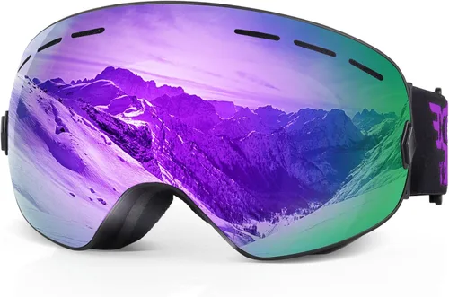 Miniatura 14 de EXP VISION Gafas de esquí de snowboard para hombres, mujeres y jóvenes, antiempañamiento OTG, gafas de nieve de invierno, lentes desmontables Rosa