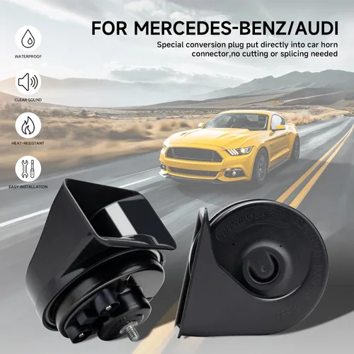 Miniatura 3 de FARBIN Bocina de Coche para Mercedes Benz, 12V Impermeable Bocina de Auto Fuerte Tono Alto y Bajo Bocinas Eléctricas de Caracol (Apto para Benz)