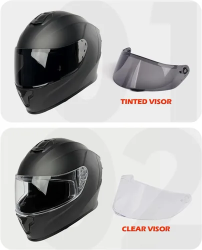 Miniatura 6 de Orthrus Casco de motocicleta de cara completa para adultos, hombres y mujeres, aprobado por DOT, casco de motocicleta de calle con visera tintada