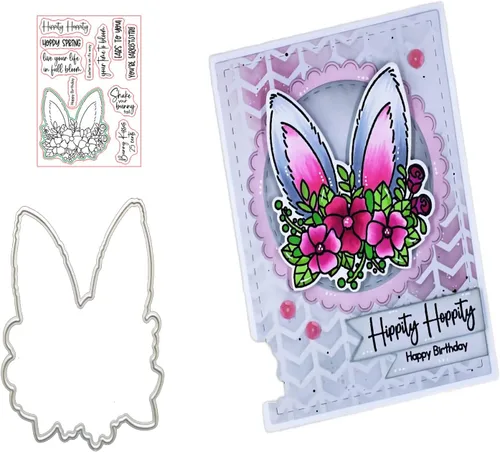 Happy Spring - Juego de sellos y troqueles de silicona transparente para hacer tarjetas, plantillas de corte para álbumes de recortes, álbum de