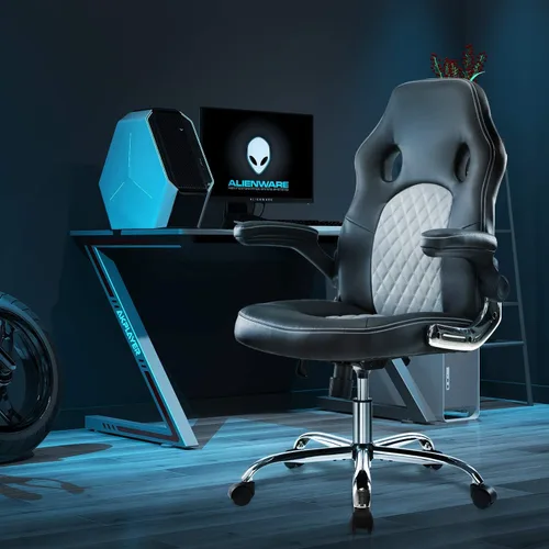 Miniatura 2 de Silla de oficina ergonómica para videojuegos, silla de oficina de piel sintética, silla de escritorio con respaldo alto, silla de trabajo giratoria