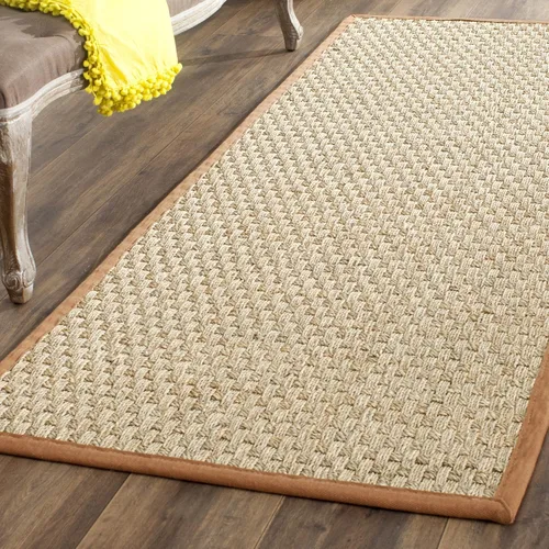 Miniatura 123 de Safavieh Natural Fiber NF114P - Alfombra redonda de hierba marina, tejido de canasta, con borde, de 244 cm, color gris Natural/ gris