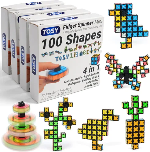 Miniatura 18 de TOSY Spinner Fidget Magnético que Brilla - 16 Bloques, Juguete 3 en 1: Spinner Fidget Transformable, Cubo Infinito/Rompecabezas, Brillante, Rellenos