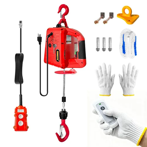 Miniatura 7 de PRO Power - Cabrestante eléctrico portátil de 1100 libras, polipasto de cable eléctrico de 30 pies, 1600 W con ganchos simples/dobles control remoto