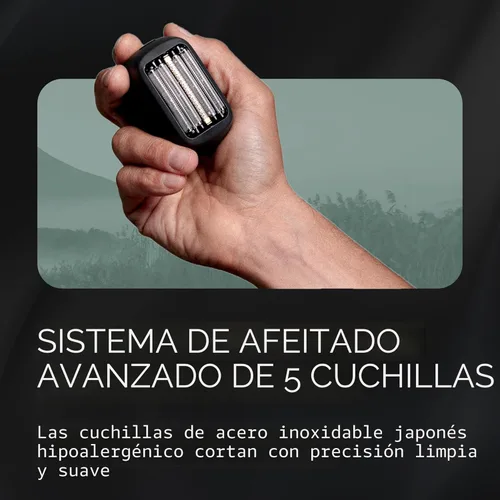 Miniatura 3 de Afeitadora eléctrica Panasonic ARC5 de tamaño palma, afeitadora de viaje compacta de lujo manual con sistema de corte de 5 cuchillas y carga USB-C