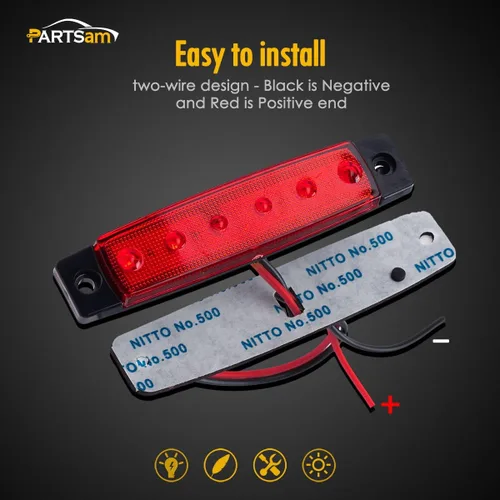 Miniatura 5 de Partsam 20 indicadores de luz LED ámbar y rojo de 3.8 pulgadas [aprobado por DOT] para remolque, camión, caravana, motocicleta, resistente al agua