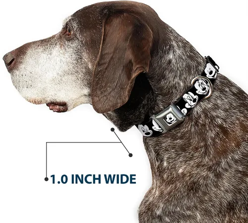 Miniatura 6 de Buckle-Down Collar de perro con hebilla de cinturón de seguridad, dálmatas para correr, patas, negro, gris, blanco, negro, 1.5 pulgadas de ancho, se