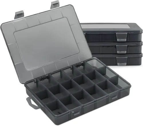 Miniatura 11 de MoNiBloom Organizador de Cajas de Aparejos Pequeñas de 12 Rejillas con Divisores Removibles Compartimento Ajustable Caja de Almacenamiento
