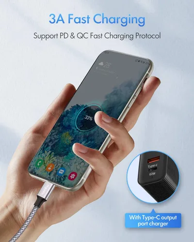 Miniatura 3 de etguuds Cable USB C a USB C de 2 pies, paquete de 2 unidades, 60W USBC a USBC, cable de carga tipo C a C de carga rápida para iPhone 17 16 15 Pro