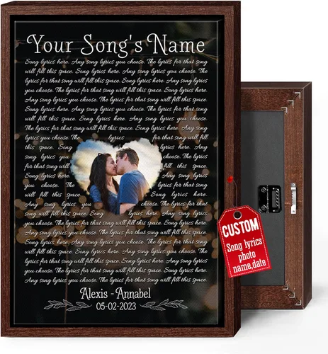 Miniatura 40 de H-DEWALL Lienzo personalizado con letras de canciones enmarcado, regalos para ella, obra de arte para el dormitorio, lienzo musical personalizado