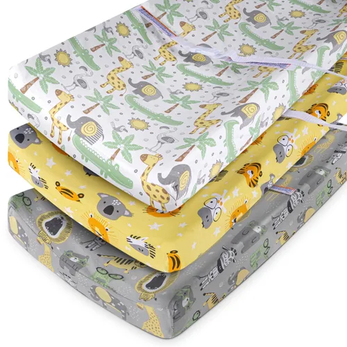 Miniatura 5 de GROW WILD Juego de 3 fundas para cambiador, algodón suave y elástico, funda para cambiador de bebé, fundas para cambiador de pañales para niñas