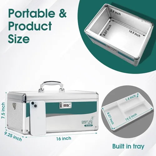 Miniatura 8 de Glosen Caja de bloqueo de medicamentos con código, caja de bloqueo de medicamentos de 2 capas con bandeja flexible 【Pequeña 10 x 6.7 x 6.7