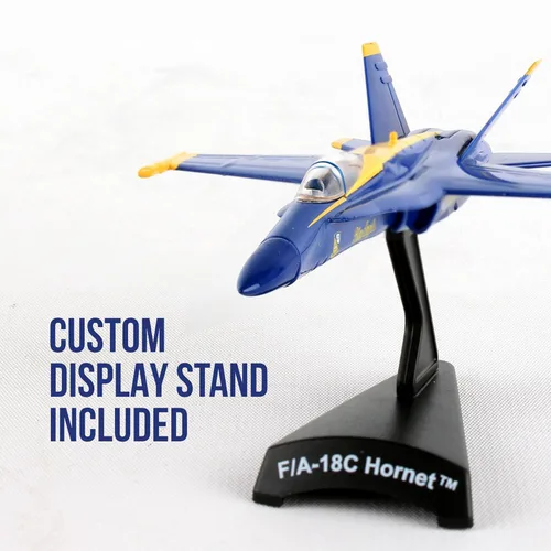 Miniatura 6 de Postage Stamp F/A-18C Hornet Blue Angels - Modelo de avión a reacción de metal fundido a presión a escala 1/150 con soporte de exhibición, aeronave