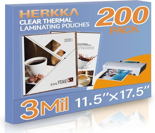 Miniatura 8 de HERKKA Paquete de 100 hojas de laminación, para hojas de 11 x 17 pulgadas, bolsas de laminación térmica transparente de 3 mil, 11.5 x 17.5 pulgadas